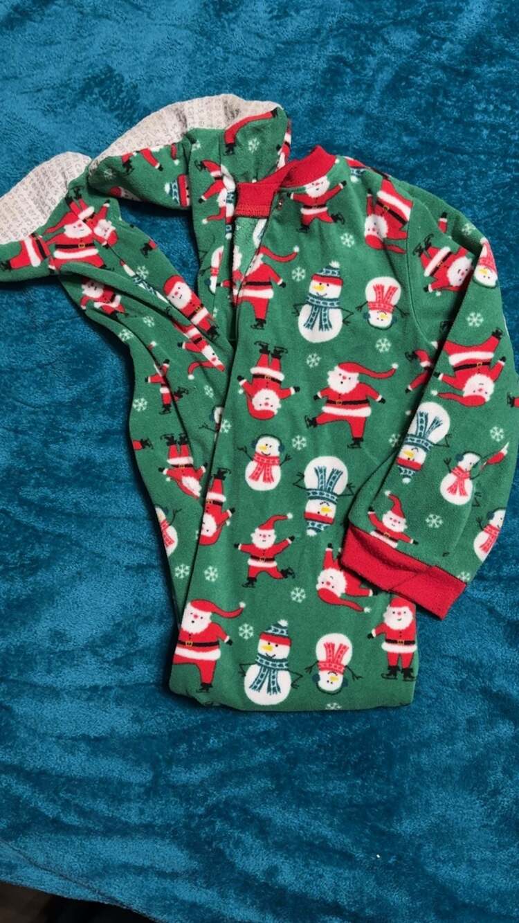 Carter's Fleece Christmas Santa and Snowman Pajama Sleeper Size 5T Green